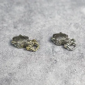 Tiebro Boucle en laiton Tête d'ours Unisexe EDC pour activités de plein air et DIY, pour bracelets tressés, cordons de paracorde rétro, perles et spinners de survie en métal - Product Image 1