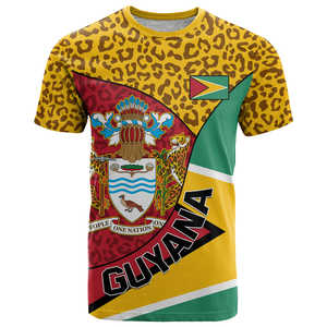 <span class=keywords><strong>Camiseta</strong></span> Personalizada del Día de la Emancipación de Guyana con Estampado de Piel de Jaguar, Camisetas de Poliéster con Cuello Redondo Personalizadas al por Mayor para Hombre - Product Image 4