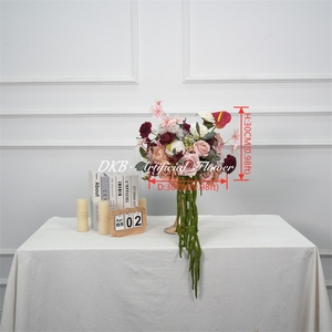 Boule de fleurs artificielles en rose de couleur personnalisée DKB, centre de table pour la décoration de mariage et de fête - Product Image 2