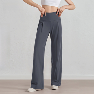 <span class=keywords><strong>Pantaloni</strong></span> sportivi a vita alta <span class=keywords><strong>da</strong></span> donna nuovi arrivi <span class=keywords><strong>pantaloni</strong></span> <span class=keywords><strong>da</strong></span> <span class=keywords><strong>Yoga</strong></span> estivi a gamba dritta sottili e drappeggiati con motivo solido di fascia alta - Product Image 2