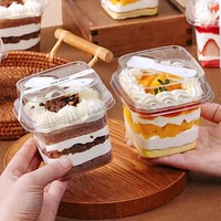 Boîte d'emballage carrée jetable transparente en PET pour gâteaux, 108 unités, avec couvercle haut pour mousses, gâteaux au lait de soja, pâtisseries occidentales