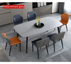 Современная мебель в скандинавском стиле роскошный мраморный обеденный стол из углеродистой стали ножки обеденный стол и стулья набор 8 мест