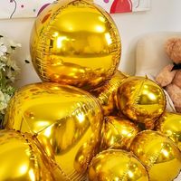 Vente en gros de 12 ballons circulaires en feuille d'or 4D, ballons en métal doré pour anniversaire, remise de diplôme, mariage, décoration de fond