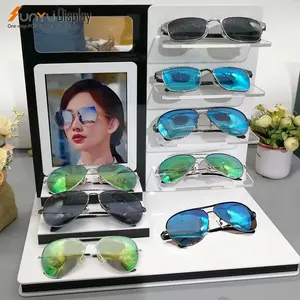 New Product Creativity Multi-layer Display Custom Acrylic Sunglasses Glass Display 3 Floor Glass Display Stand
