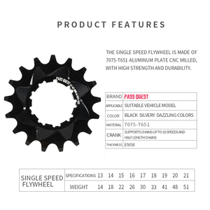 PASS QUEST singola velocità distanziatore ruota libera per shimano8/<span class=keywords><strong>9</strong></span>/<span class=keywords><strong>10</strong></span> velocità suolo pendenza bicicletta arrampicata Sstreet nero/argento - Product Image 5