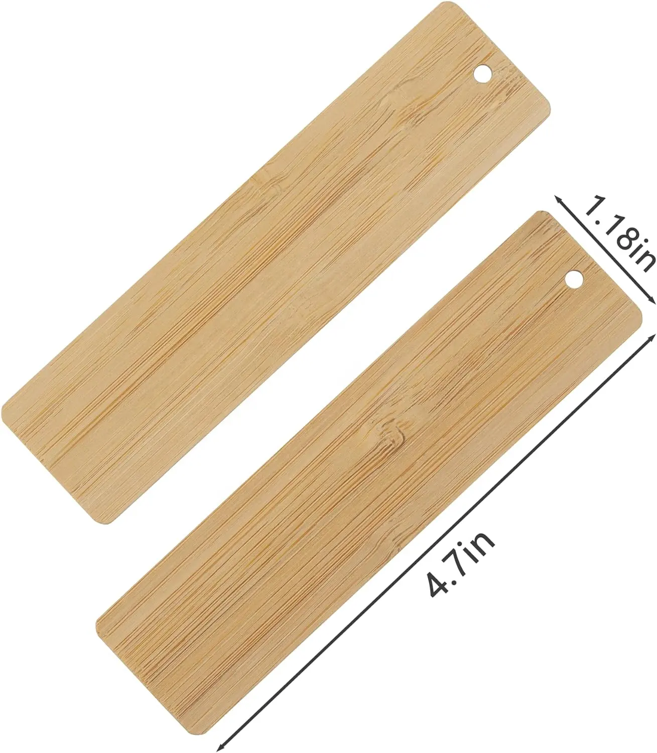 Signets vierges en bambou bricolage artisanat en bois signet étiquettes suspendues en bois inachevé forme de rectangle signet ornements avec trous