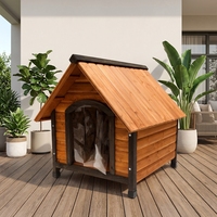 Cage pour animaux de compagnie de luxe moderne, en bois massif, pour l'extérieur, résistante à la pluie et au soleil, anti-corrosion, avec fermeture à bouton, pour chiens de petite à moyenne taille