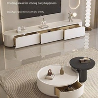 Table basse style crème pour petits espaces - Table d'appoint et table basse combinées, rondes, en bois massif, simples et modernes