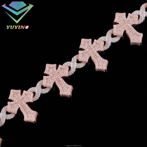 Solid <b>Silver</b> <b>Cross</b> Hip Hop <b>Cross</b> Cuban Bracelet for <b>Men</b> Women Pass Diamond Test Moissanite <b>Cross</b> Cuban Link Chain Bracelet - Product Image 5