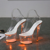 Sandales à Talons Hauts Lumineuses Sexy Plateforme Nuit Club Chaussures de Danse Poteau pour Dames