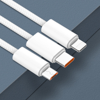 Câble LDNIO 25W LS901/LS902 en Stock, Tressé, Micro USB Type C, 1M 2M, pour iPhone, Charge Rapide et Transfert de Données