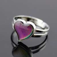 Bague stylée avec changement de couleur, anneau d'humeur en forme de cœur, nouveaux modèles qui Change de couleur, vente en gros,