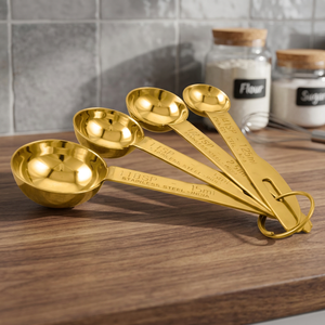 Premium Heavy <b>Measuring</b> <b>Spoons</b> 4-piece Set in Gold Color with a Stylish Classic Design - Product Image 2