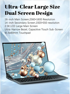 Laptop con Doppio Schermo Touch IPS da 16,1 Pollici e 14 Pollici, <span class=keywords><strong>Intel</strong></span> <span class=keywords><strong>Core</strong></span> <span class=keywords><strong>I7</strong></span> 9750H 9a Gen, Tastiera Retroilluminata in Metallo, Notebook per Business - Product Image 3