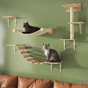 Besar mewah Modern vertikal kayu padat kucing pemanjat dinding bantalan lompat dengan Sisal menggaruk tali untuk dalam ruangan kucing - Product Image 3