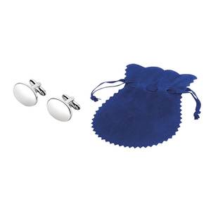 Boutons de manchette ovales en or et pinces à cravate avec diamants et perles pour mariages et cadeaux, présentés dans une boîte standard - Product Image 3