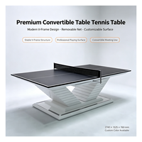 Table de tennis de table multifonctionnelle en acier inoxydable avec filet amovible, convertible en table de réunion de bureau pour usage domestique