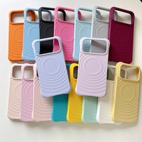 Casing Ponsel Magnetik Anti Benturan Silikon Cair Motif Ripple Empat Sudut Untuk iPhone 18 Pro Max 17 Air 16 15 14 13 Pro