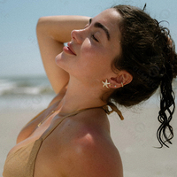 Boucles d'oreilles clous Gemnel étoile de mer scintillante pour femme, bijoux animaux marins, cadeau thème océan tropical pour vacances à la plage