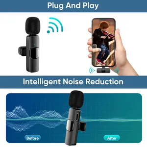 1 Drag 2 Draadloze Lavalier Microfoon Revers Draadloze Microfoon Voor Iphone Android Mobiele Telefoon