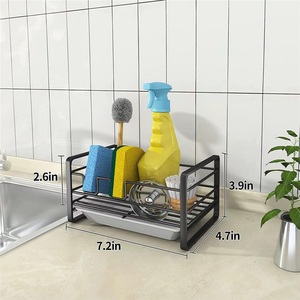 Égouttoir à éponge moderne transfrontalier, support de rangement mural écologique pour évier de cuisine, pour usage hôtelier, avec support pour boule de fer et savon - Product Image 6