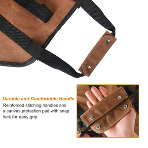 Grand sac de transport de bûches en toile Sac fourre-tout en bois de chauffage ciré robuste pour les poêles à bois d'intérieur Sac de rangement en bois pour le <span class=keywords><strong>camping</strong></span> en plein air - Product Image 3