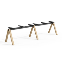 Structure de poste de travail de bureau pour 2 personnes, base de bureau en métal avec pieds en bois en forme de A, structure de table-banc pour deux personnes pour bureau ouvert
