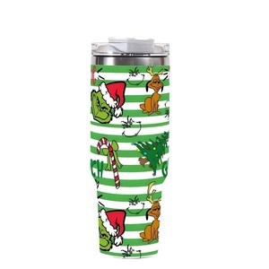 Nuovo Bicchiere da Viaggio in Acciaio Inox per Auto, Tema <span class=keywords><strong>Grinch</strong></span> Natalizio, 40oz, con Manico, Isolato per Mantenere le Bevande Fredde - Product Image 3