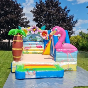 Maison gonflable à thème flamant rose tropical avec toboggan, grand château sautant pour enfants pour fête d'<span class=keywords><strong>anniversaire</strong></span> et <span class=keywords><strong>location</strong></span> commerciale - Product Image 3