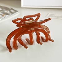 Pince à cheveux papillon en acétate épais 4MM de luxe Mirror Lan, design requin haut de gamme avec étiquette dorée, polyvalente, élégante et légère pour femme