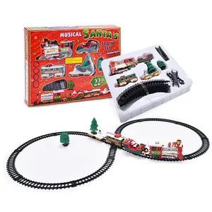 Набор игрушек для рождественского поезда с батарейкой, музыкальный пластиковый игрушечный поезд HN667861