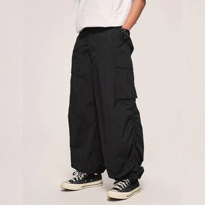Prix d'usine, pantalon parachute pour homme en nylon, coupe ample personnalisée, ceinture élastique, poches cargo - Product Image 3
