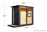 Cabine de bureau modulaire haut de gamme pour jardin 2,3 m, entièrement en aluminium, préfabriquée, DIY, studio insonorisé moderne pour l'UE | États-Unis | Marché australien