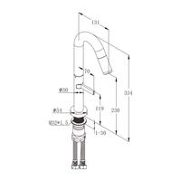 Robinet de cuisine en acier inoxydable, contemporain, à poignée unique, commande unique, rotation à 360 degrés, eau froide et chaude, céramique