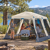 Tente de camping familiale instantanée Kawagebo Kamp (KK) avec écran intégré, résistante aux UV, imperméable et éclairée, avec bâche de protection complète