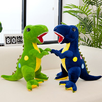 Boneka Dinosaurus Tiruan Bermotif Titik Biru Tyrannosaurus Rex Mainan Plush Ukuran Besar Bantal Lempar Kartun