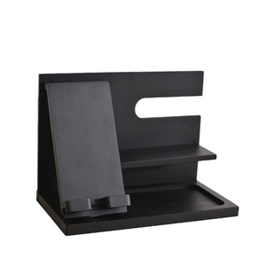 Wooden Desktop Phone Stand Black 2 Tier Charging Holder For Watch <b>Glasses</b> Storage <b>Rack</b> - Product Image 1