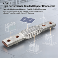 Connecteur de barre omnibus en cuivre tressé flexible à courant élevé pour transformateurs et panneaux électriques industriels
