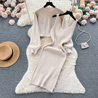Nouvel Arrivage Printemps 2023 Mode Femme Pull Col Rond Manches Longues Perles et Ensembles Robe Pull Col V