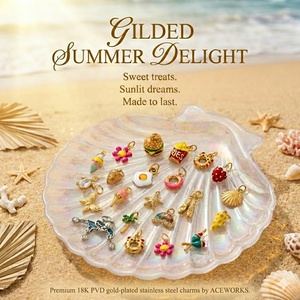 ความสุขรับซัมเมอร์อันแสนอร่อย |   จี้สแตนเลสสตีลชุบทอง 18K PVD สำหรับทำเครื่องประดับ DIY |   จี้ห้อยคอธีมชายหาดและขนมหวาน - Product Image 1