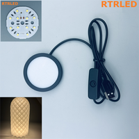 Lampe LED Puck 5V USB 4000K - Boîtier noir et câble noir - Kit de lampe LED Bambu Lab 001 - Downlight LED - Lampe de nuit imprimée en 3D