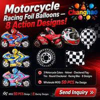 Ballons en aluminium à thème moto de course, très demandés, pour fête d'anniversaire d'enfants garçons, fournitures de décoration personnalisées en gros