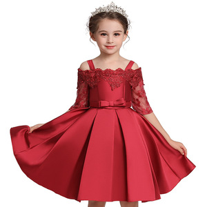 2022 New Children Frocks Designs 4 Colors Princess Baby Girl Party Dress Satin Ins Hot Selling Flower Girls' Dresses - Product Image 2