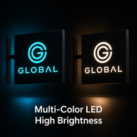 Enseignes lumineuses personnalisées en acier inoxydable résistant aux intempéries pour devanture de magasin, avec logo de marque, à suspendre et à fixer latéralement, avec éclairage LED