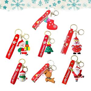 Fashion New PVC Elk Gingerbread Man <b>Key</b> <b>Chain</b> Rubber Keyring Accessories Cute Cartoon 3D Christmas Santa Keychain - Product Image 1