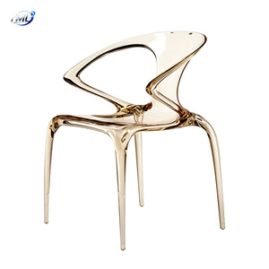 Sillón Moderno de Resina Ámbar Transparente ML con Diseño de Respaldo Curvo Fluido para Muebles de Sala de Estar - Product Image 1