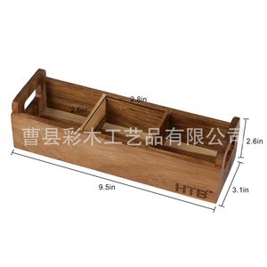 Wooden <b>Tea</b> Bag Storage <b>Box</b> Rectangle Three Compartment Organizer For Office Desk Use - Product Image 5
