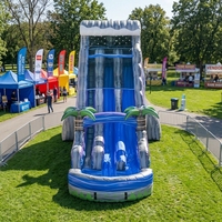 Toboggan aquatique gonflable double piste robuste certifié CE en PVC pour fêtes de jardin, parcs aquatiques et opérateurs de location