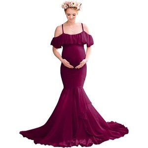 Abito <span class=keywords><strong>premaman</strong></span> floreale con cinturino Spaghetti da donna con volant DGPD-012 - Product Image 4