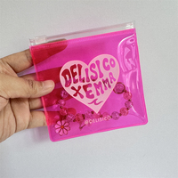 Bolsa de Plástico Transparente Rosa Personalizada con Cierre, Bolsa Pequeña con Cierre Hermético y Logotipo para Empacar Joyas y Aretes